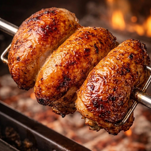 Poulet cuit sur la broche cuisse